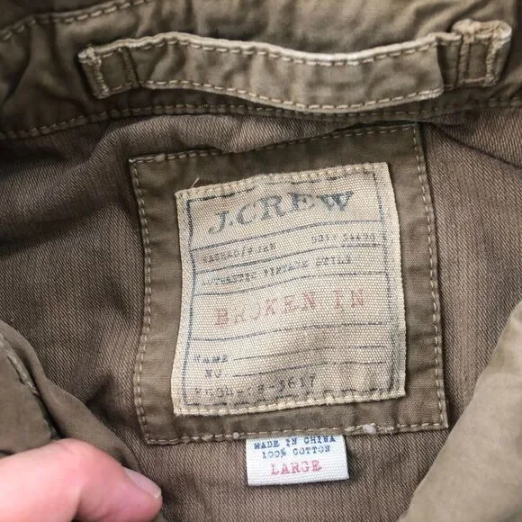 J Crew Jacket Mens Large Beige Solid Military Field Broken In Pockets - Picture 6 of 9